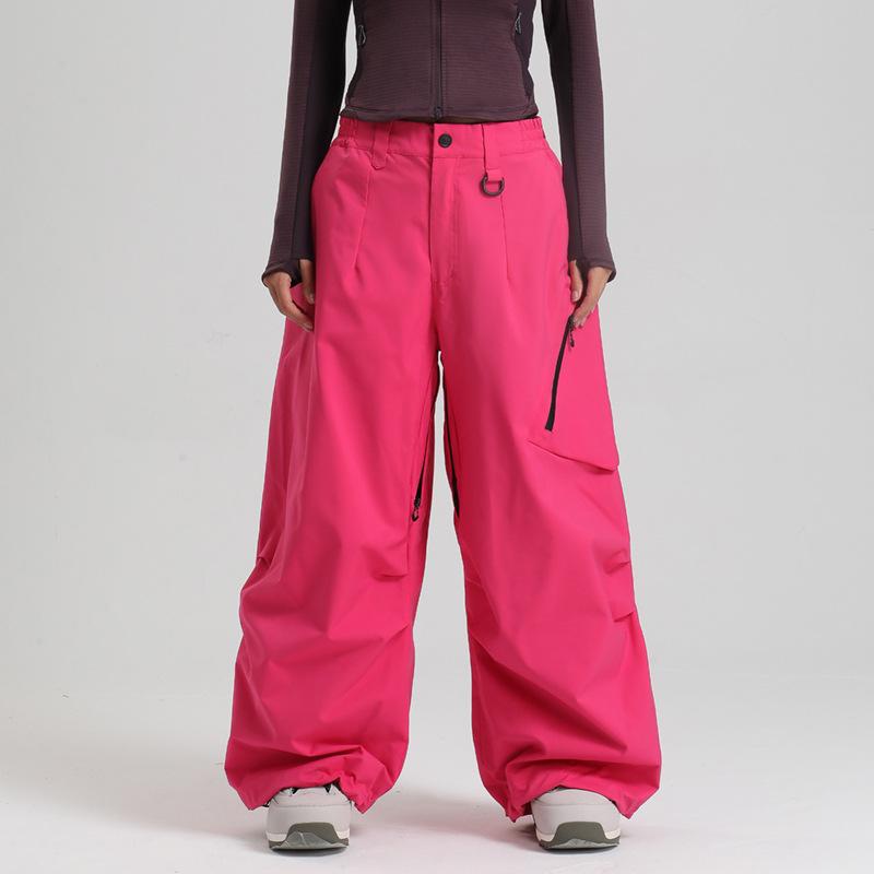 New Unisex Windproof Waterproof Ski Pants - Warm, Solid Color, Loose Fit for Outdoor Snowboarding