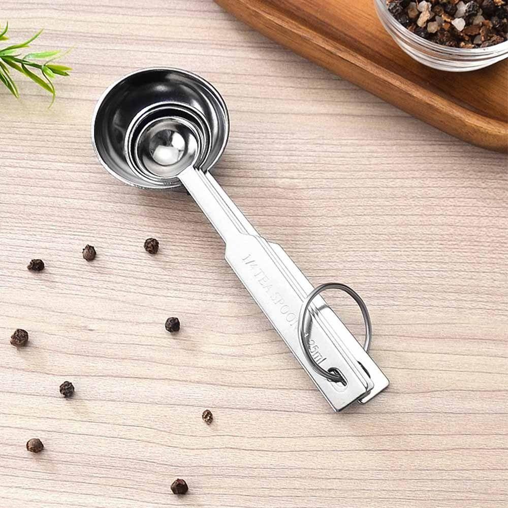 4Pcs Long Handle Measuring Spoons Set Teaspoon Coffee Sugar Scoop Baking Measuring Set Baking Tool