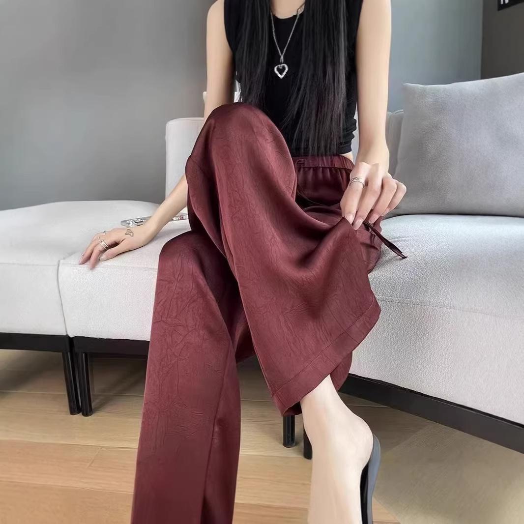 

Women s Summer Non-Iron Mulberry Silk Wide-Leg Pants: Wrinkle-Resistant, Casual, Slimming, Lightweight, Loose Fit. M [90-100 cm]
