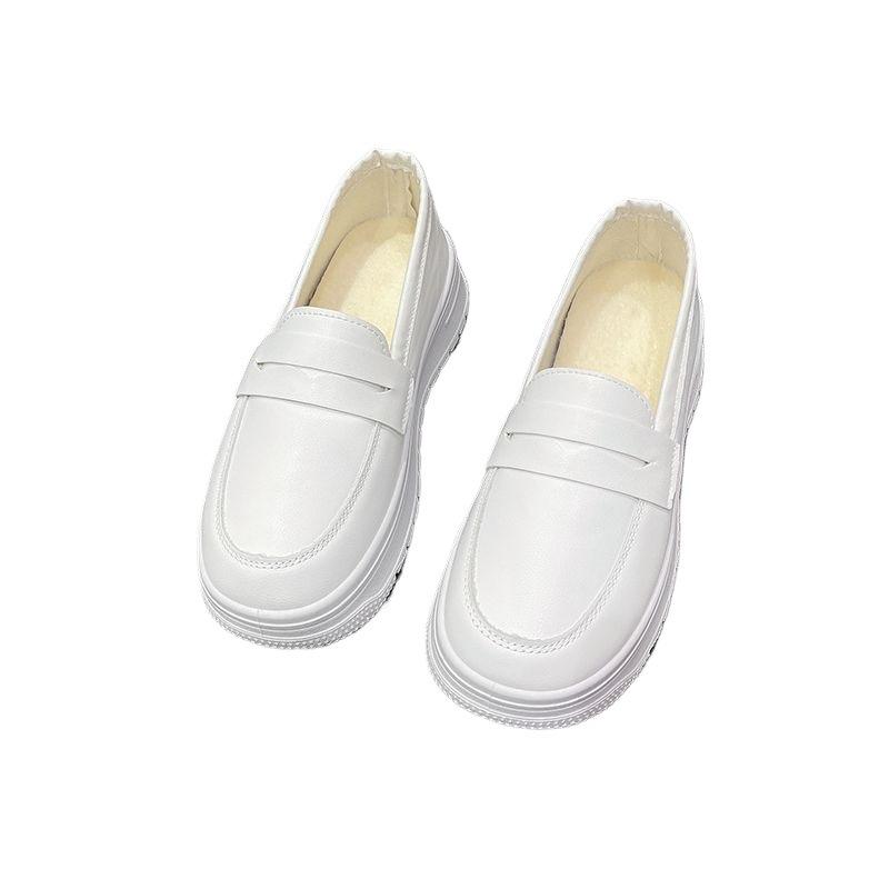 Hospital autumn and winter soft bottom breathable not tired feet deodorant non-slip stepping on shit feeling thick sole large size velvet nurse shoes