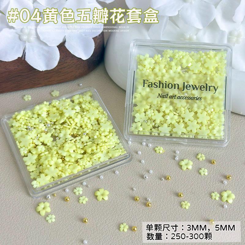 1 Schachtel Mix Bunte Blume Nail Art Nagelanhänger Perle Stahlkugel Dekoration Harzzubehör Nail Art DIY