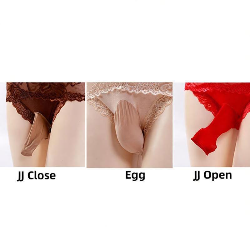 Japanese Sexy Men'S Underwear Lace Breathable See Through Lingerie Sissy Pouch Sheath Underpants Ultra-Thin Crossdressing Briefs
