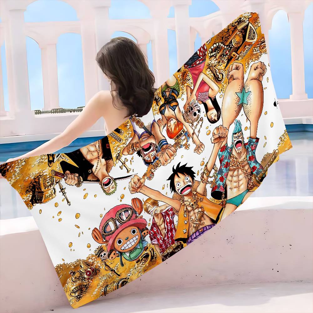 Anime O-ONE P-PIECE Anime Beach Swimming Towel Soft Absorbent Washcloth Children's Gifts for Kids Travel Camping Gym