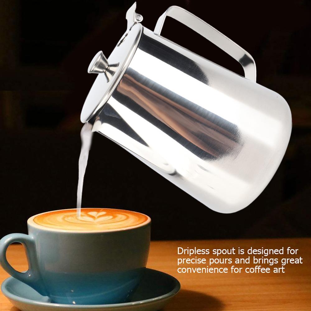 With Lid Stainless Steel Cup Stainless Steel Latte Art Cup Steel Mug Milk Jug Coffee Art