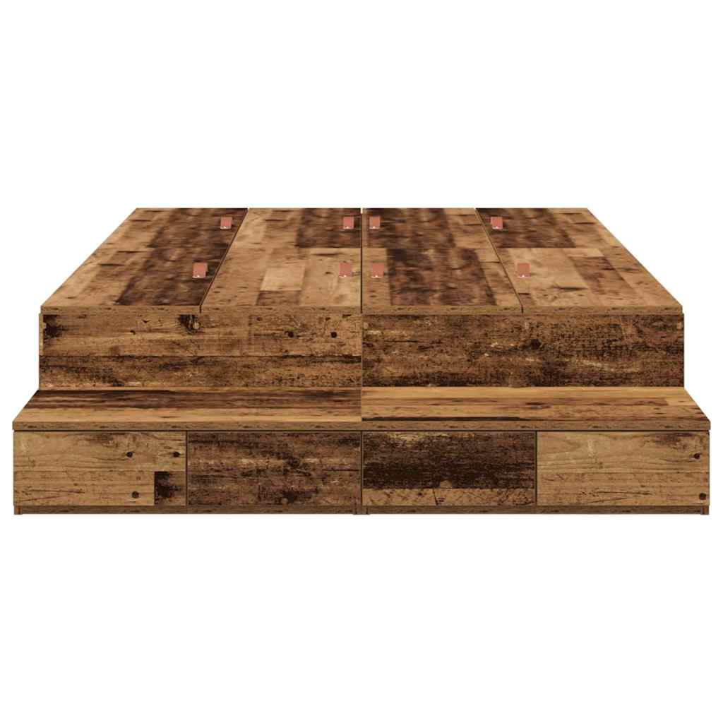 Storage Bed Frame Reclaimed Wood Look 120 cm Engineered Wood