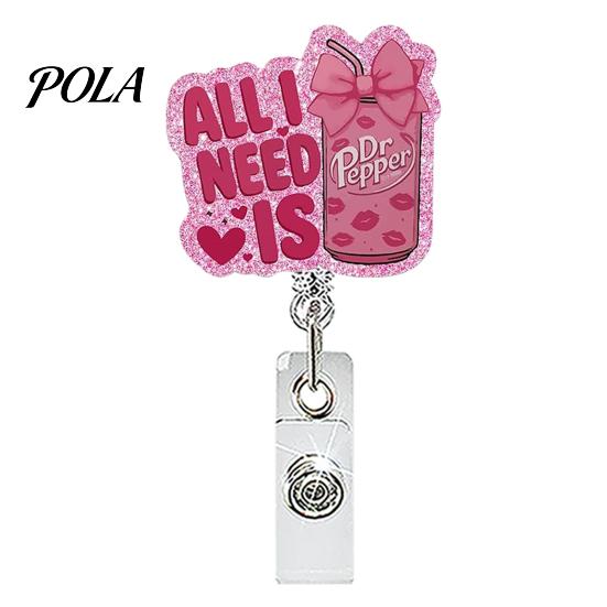 Rotating Badge Reel Nurse Reel, Funny Retractable Glitter Acrylic Name Tag Holder with Decorative Clip, Sparkly Cute ID Card for Teachers Student