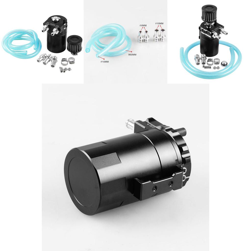 Engine Cylinder Aluminum Catch Reservoir Breather Can Black With