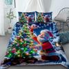 Cartoon Santa Claus Duvet Cover Elk Christmas Bedding Set With Zipper 1 Duvet Cover 2 Pillow Case Queen King Bedroom Decor