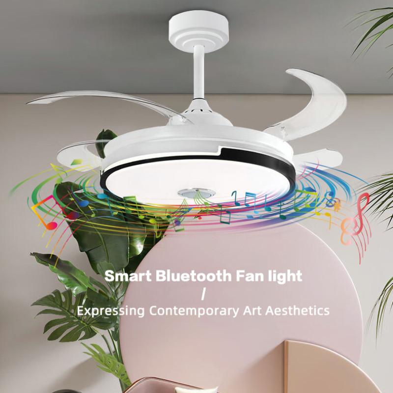 6-gear Adjustment Invisible Fan Ceiling Fan With Light Household Bedroom LED Lighting Electric Fan Bluetooth Audio Fan Light