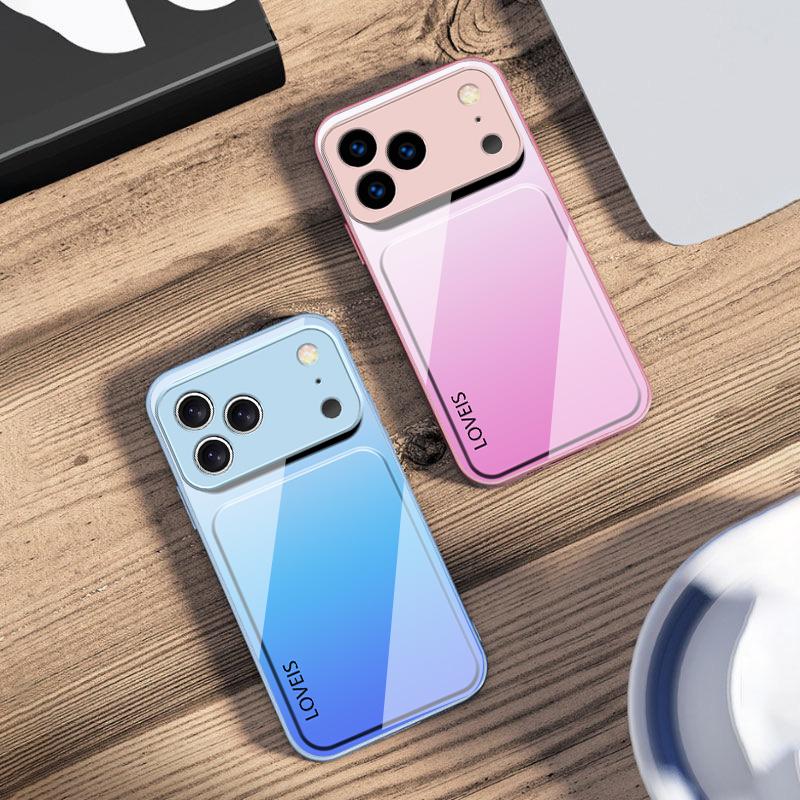 Purple Blue Combination For iPhone 17 Air 16 E 15 14 13 Plus 12 Mini 11 17 Pro Max XR Xs Max 16E 7 8 Tempered Glass Phone Case