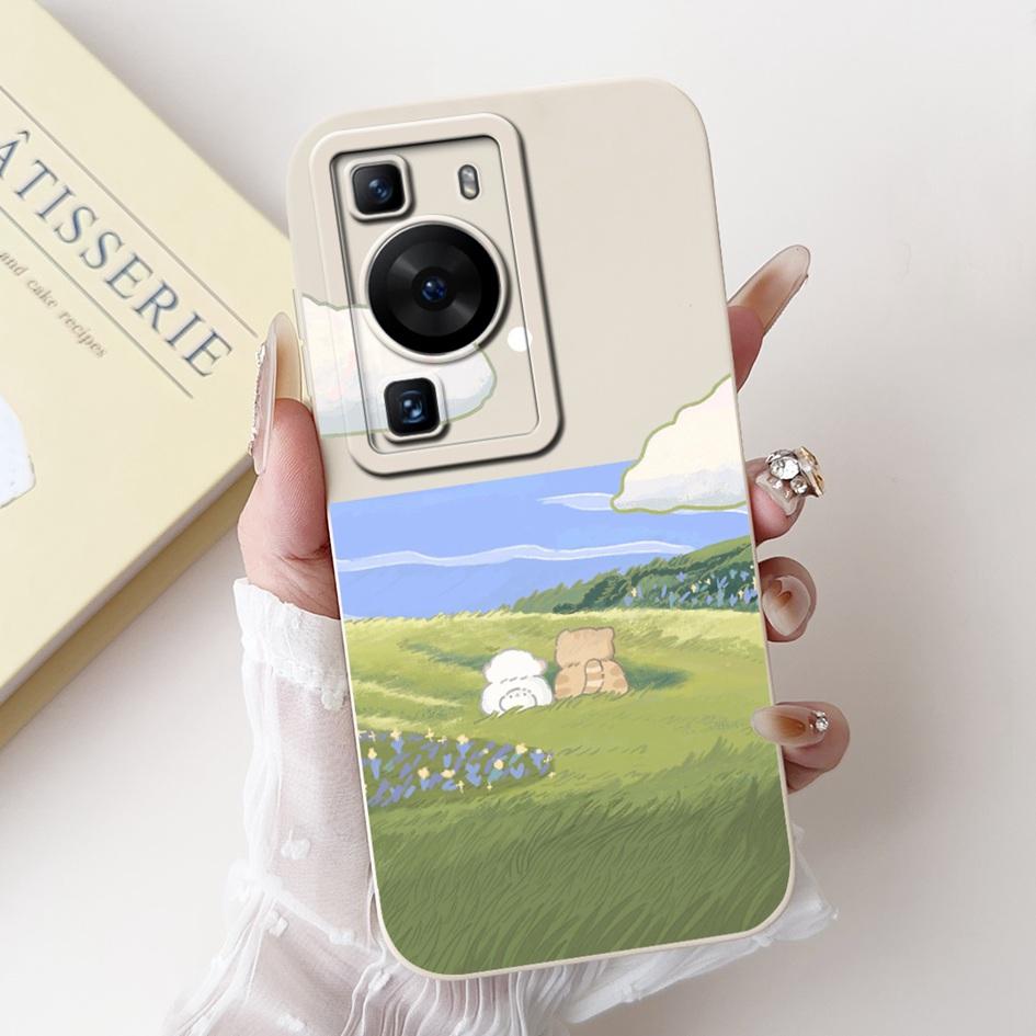 For Huawei P60 Pro Case MNA-LX9 Shockproof Cover Cute Cartoon Square Lens Protection Bumper For Huawei P60 Art P 60 P60Pro Funda