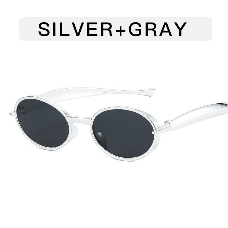 New Oval Sunglasses For Women Men Trendy Metal Frame Sun Glasses Classic Shades Uv400 Small Oval Black Sunglasses