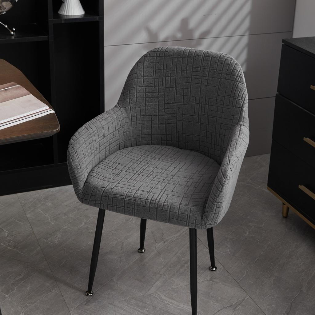 1/4pcs Water-Repellent Geometric Lines Jacquard Stretch Polar Fleece Chair Cover, for Living Room, Dinning Room Chair Decor