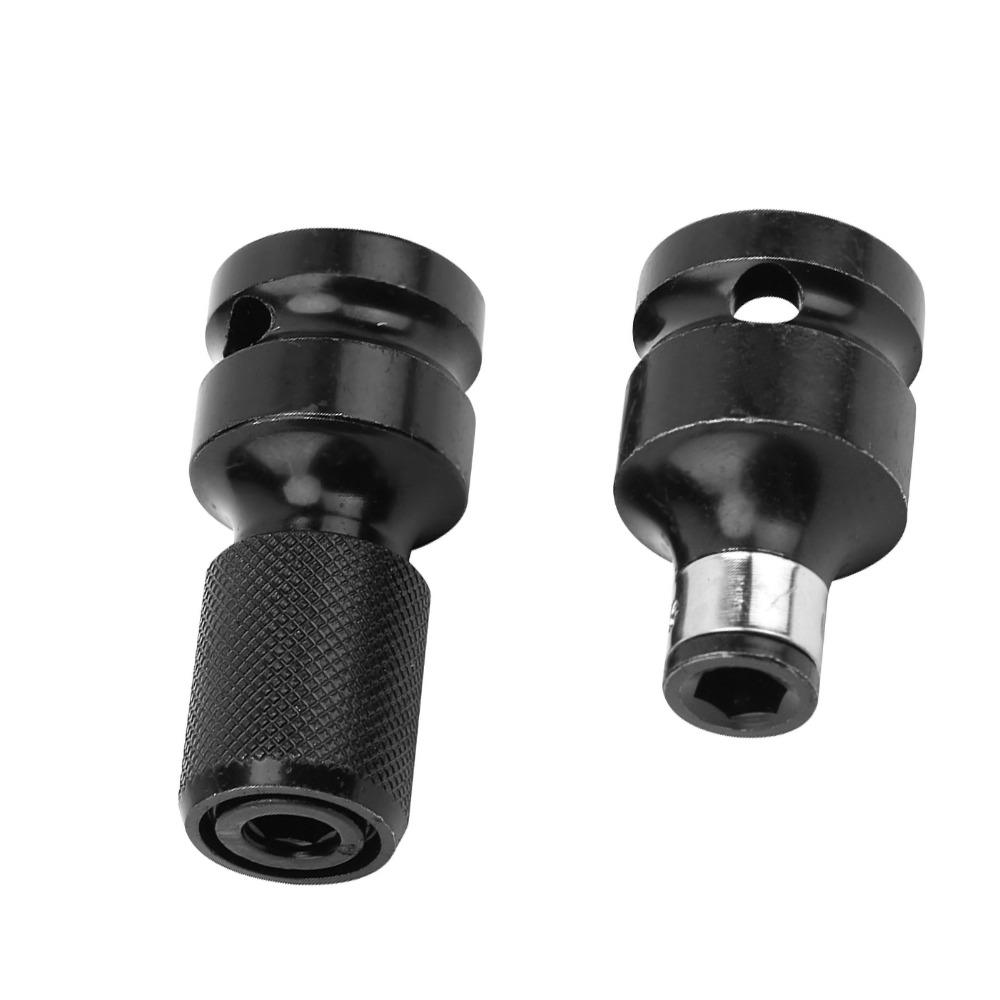 2pcs 1/2 to 1/4 Inch Telescopic Socket Adapter Hex Female Socket Adapter Set For Impact Wrench