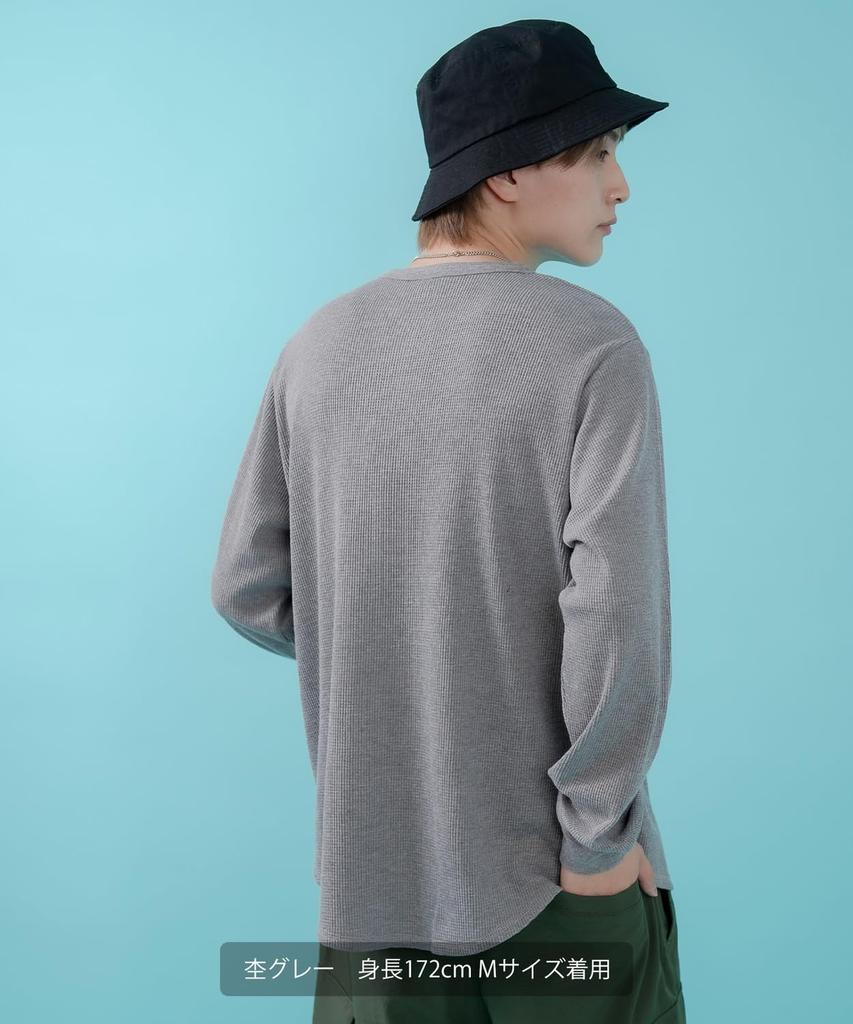 [IMPROVES] [SIDEWAYSTANCE] Waffle Henley Neck Long Sleeve T-Shirt