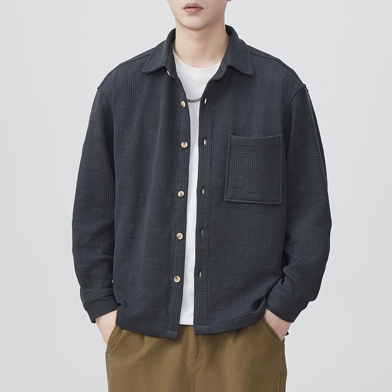 

Новая весенняя японская ретро мужская вязаная рубашка свободного кроя повседневная рубашка американская куртка 4XL серый