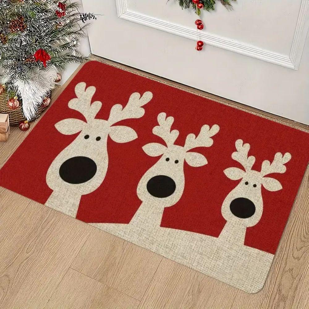 Christmas Welcome Floor Mat for Indoor and Outdoor Entrance, Courtyard Entrance Passage Carpet, Home Decoration