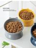 Double-Eared Slanted Ceramic Cat Bowl - Matte Glaze, Anti-Black Chin, Cervical Spine Support, Cute Design