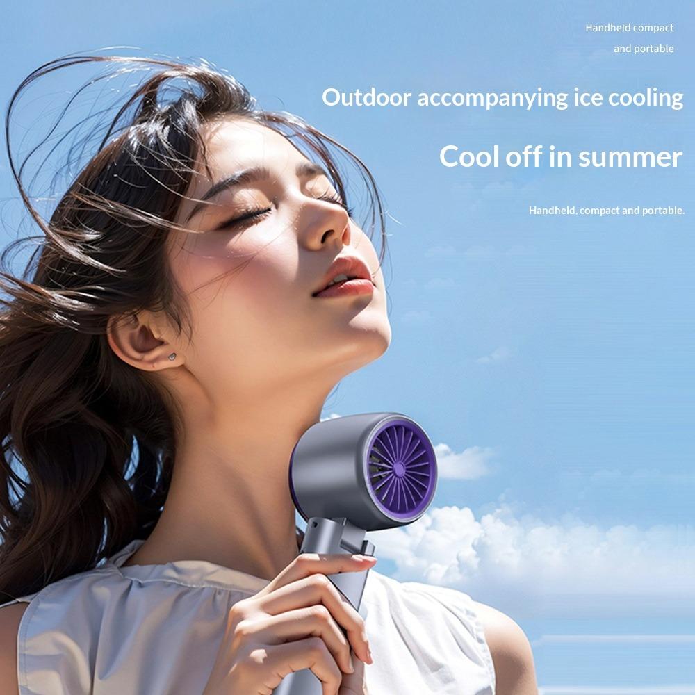 Super Strong Wind Ice Compress Handheld Charging Small Fan High Speed Turbine Display 100 Speed Refrigeration Small Fan
