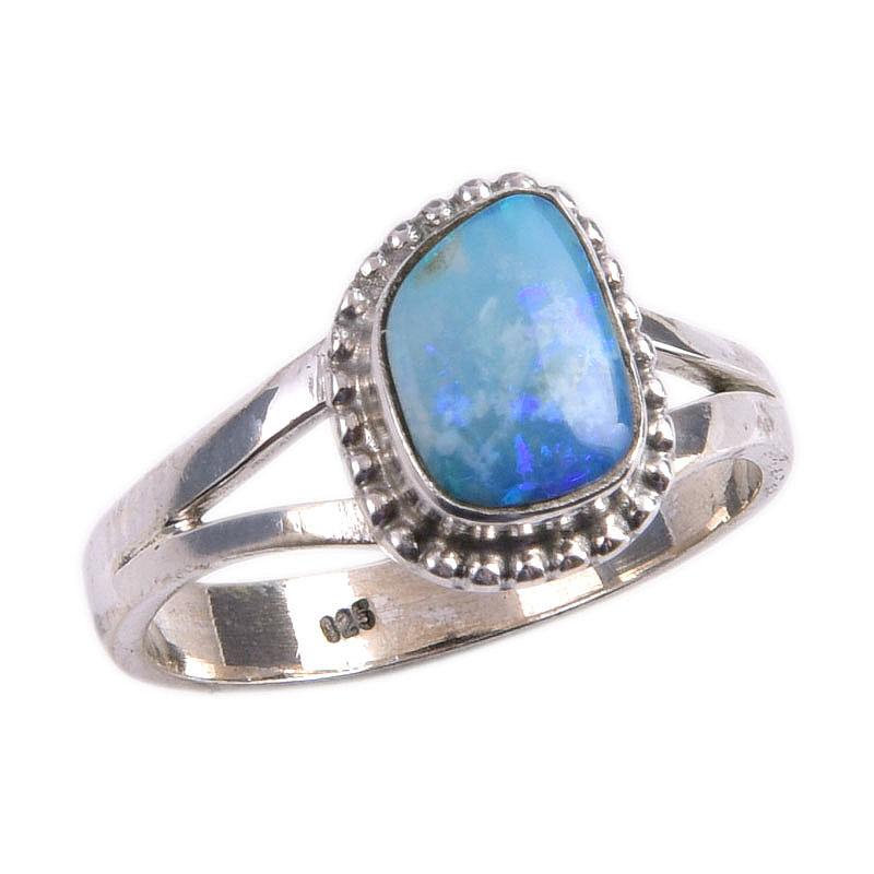 Natural Australian Opal Gemstone Handmade 925 Solid Silver Gift Ring S.5.5 N3s73