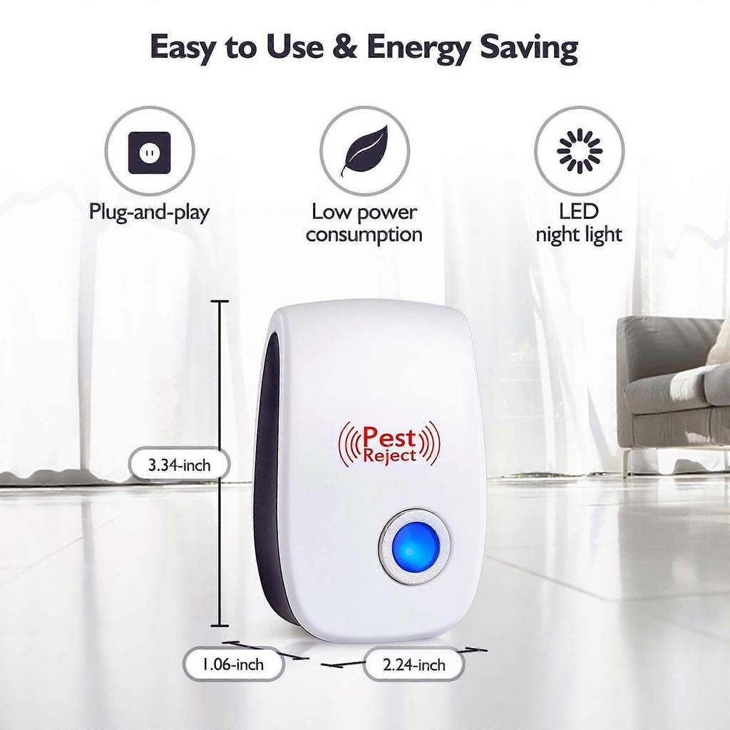 4PCS Ultrasonic Pest Repeller, Plug in Electronic Pest Repeller for Insect Spiders, Mosquitoes, Fly, Effective Insect
