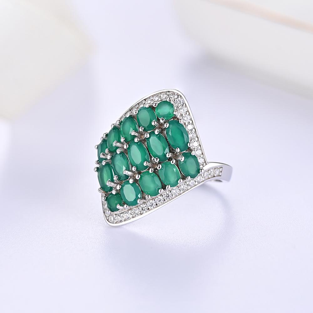 925 Sterlingsilber Damenring hochwertiger natürlicher grüner Achat feiner Schmuck Damenmodeschmuck, Jubiläumsparty-Geschenk