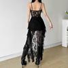 2024 Summer Women's Hollow Lace Irregular Hem Dress - European & American Sexy Chic