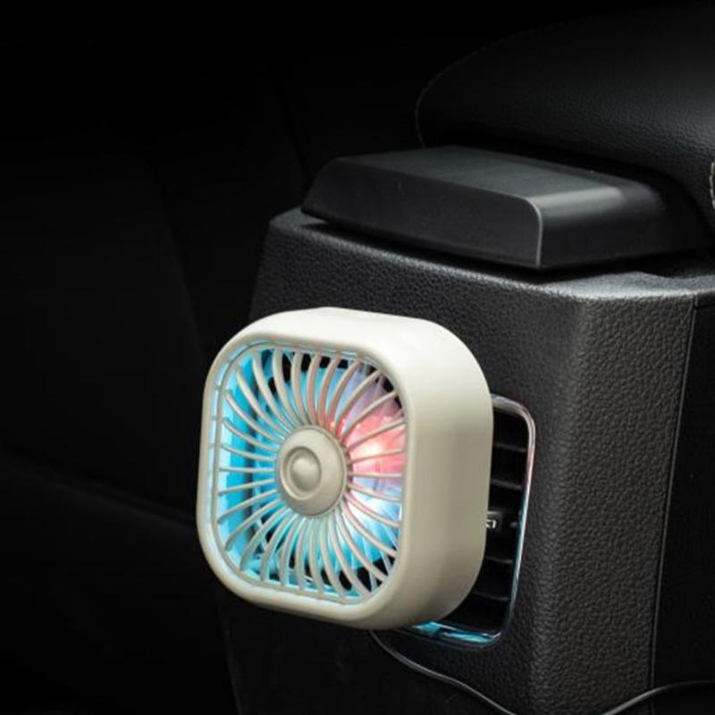 1 Piece 3 Speed Car Air Outlet Fan Usb Cooling Fan With Color Changing Light Car Rear Seat Heat Dissipation Car Accessories