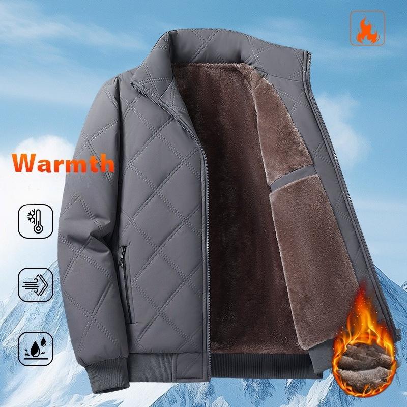 Men's Winter Lightweight Bomber Quilted Jackets Casual Windbreakers Thicken Full Zip Up Windproof Work Coats for Men Warm Fleece Lined Parka Jacket