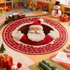 Christmas 3D Rug Optical Illusion Santa Claus Round Floor Mat Non-Slip Xmas Santa Door Mat with Depth Pattern for Holiday Entrance Living Room Bedroom