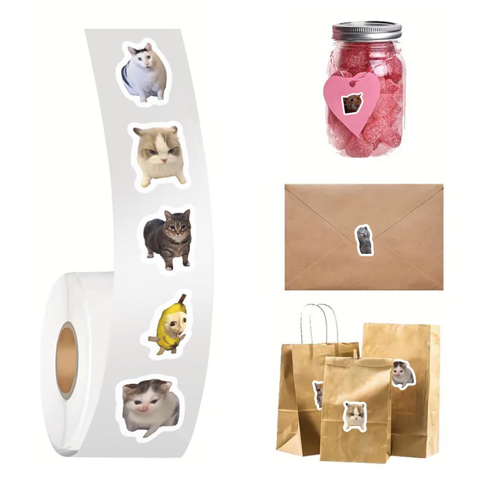 500Pcs/Roll Animation Meme Cat Stickers For School Reward Stickers Classroom Decoration Encouragement Sticker For Student Teacher
