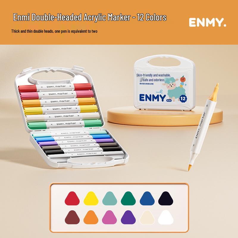 ENMY White Box Waschbares Acrylmarker Set für Studenten - Dual Tip Kunststifte