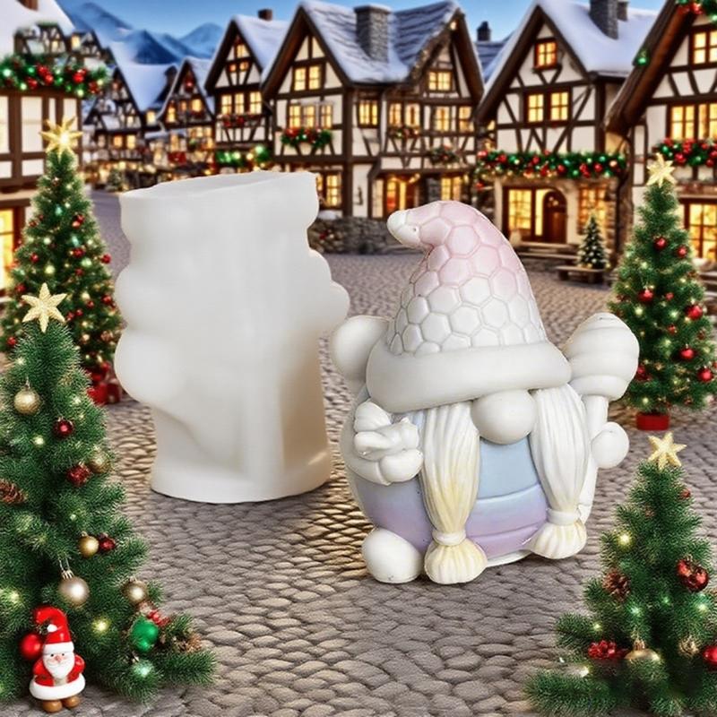 Christmas Theme Candle Silicone Mold Santa Dwarf Silicone Mould Heat Resistant For Candle Soap Christmas Decoration