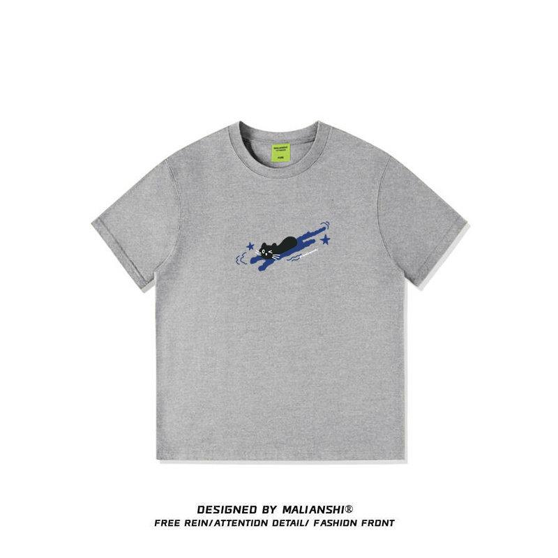 Pure Cotton Summer American Retro Front Shoulder Short-sleeved T-shirt Women's New Design Sense Niche Cartoon Half-sleeved T-shirt