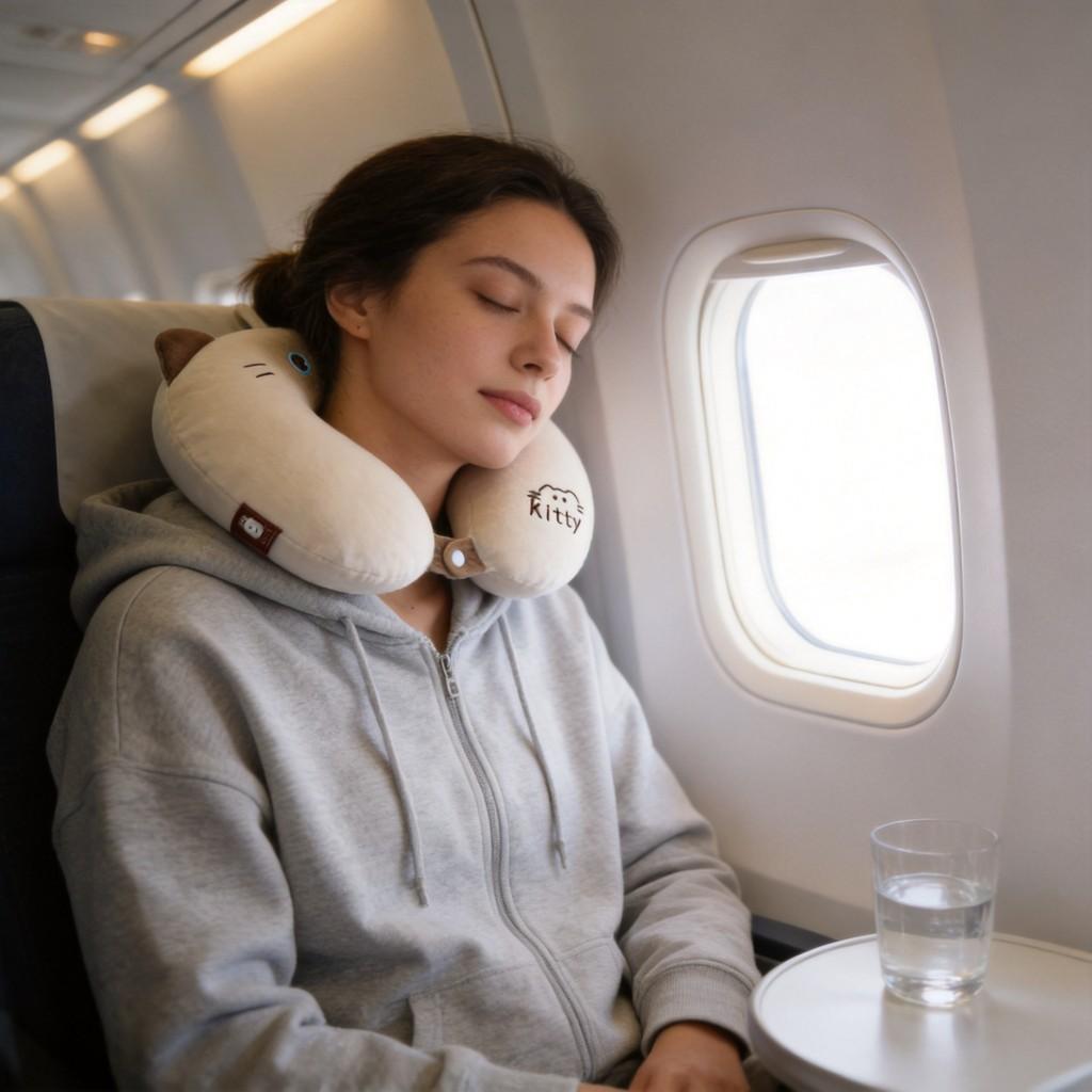 Cartoon Siamese Cat Memory Foam Ushaped Neck Pillow For Travel And Office Comfort
