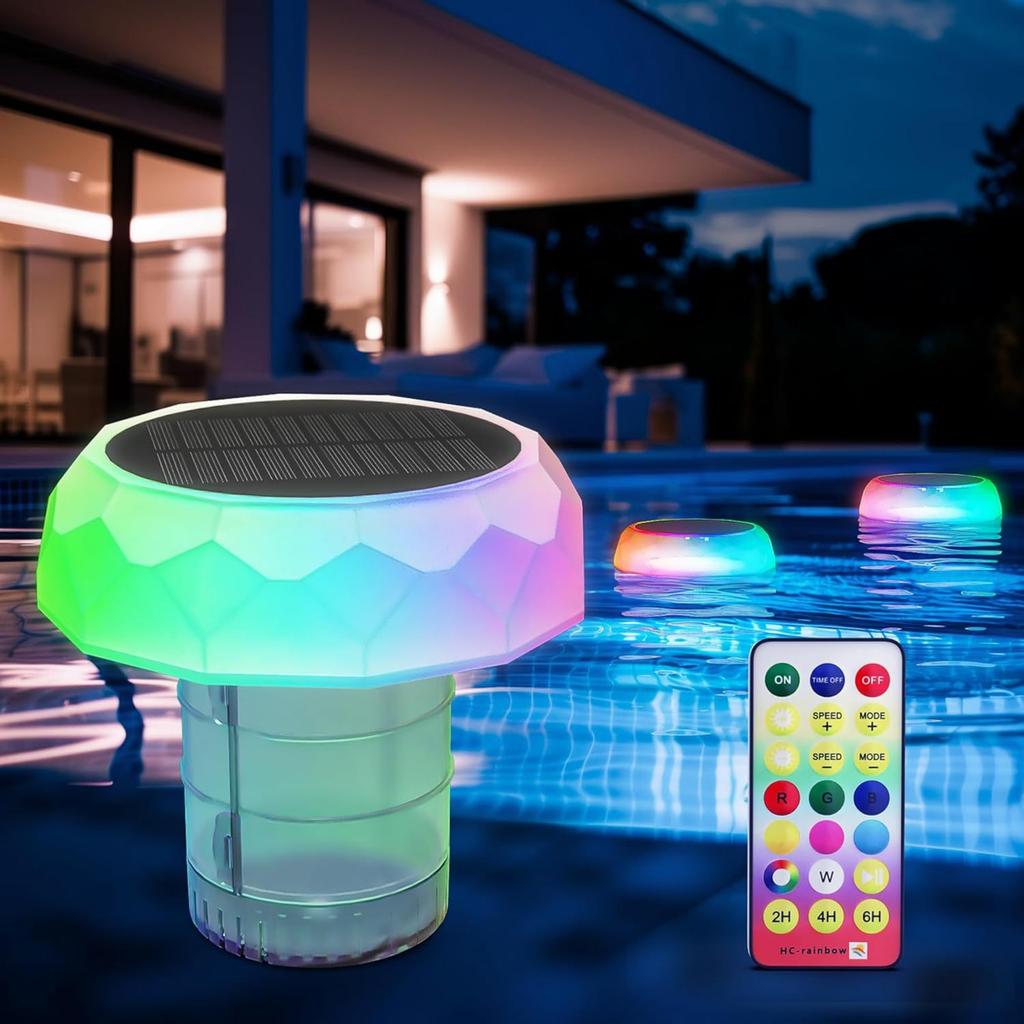 Solar Powered Pool Chlorine Dispenser Floating Automatic Chlorine Tablet Holder for Swimming Pools and Spas with Adjustable Release Rate