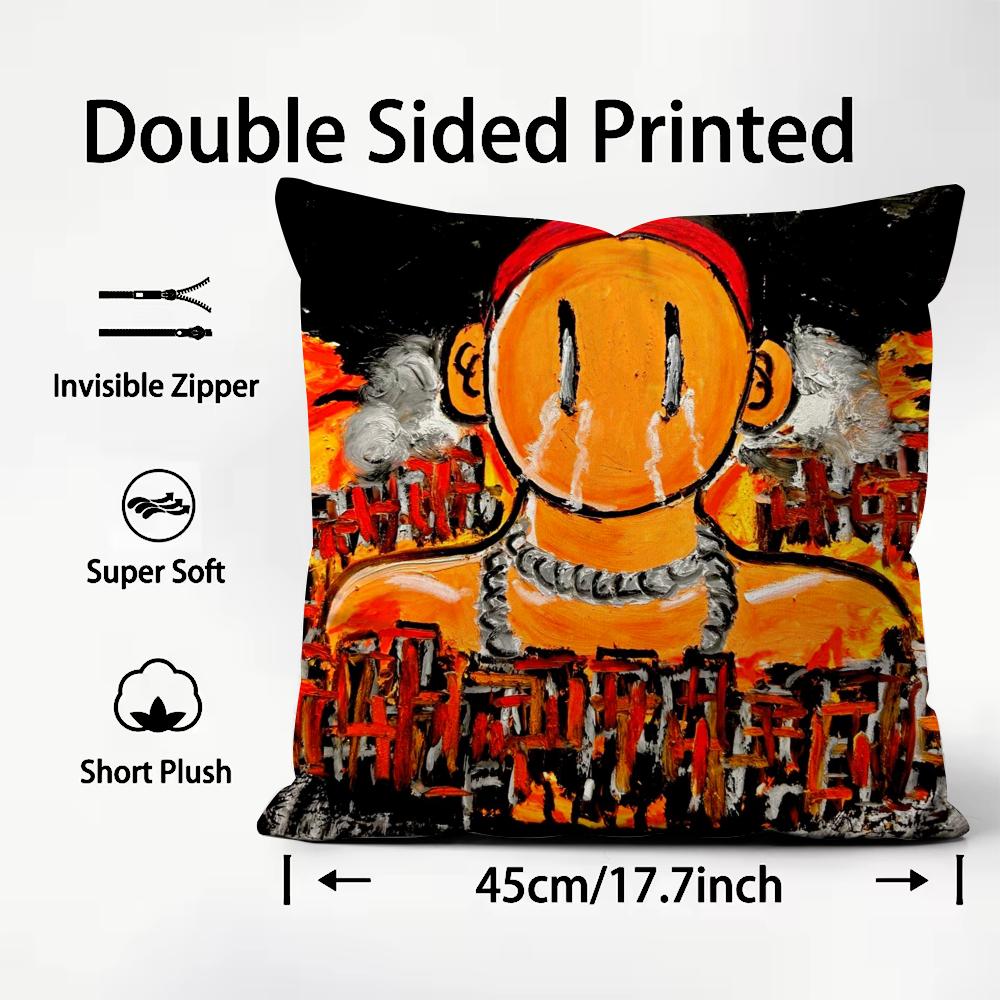 Famous Rapper AAsen Cool Cushion Cover Plush Fabric Soft DoubleSided Printed Sofa Warm Winter Home Child Gift Pillow Case