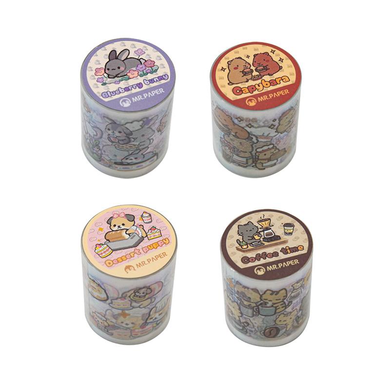 30mm * 2m Kawaii Cartoon Animal Illustration Creative Decorative Tape DIY Handmade Scrapbooking Material Aesthetics Tape