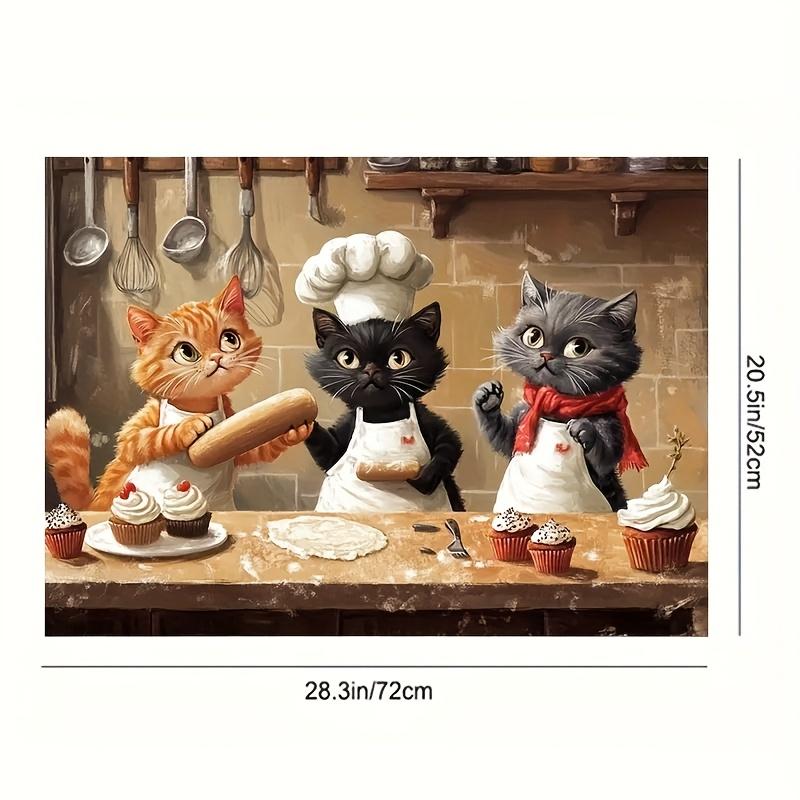 Funny Chef Cats Baking Stove Top Cover, Non-Slip Heat Resistant Burner Cover, Humorous Cat Kitchen Stove Protector Mat Electric