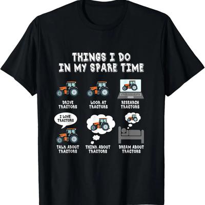 Lustiger Traktorliebhaber 6 Dinge, die ich in meiner Freizeit tue Traktor-T-Shirt