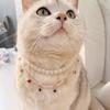 Cats Dog Pearls Collar,Heart Rhinestones Pet Necklaces,Adjustable Party Wedding Pet Jewelry Accessories for Puppy Cats