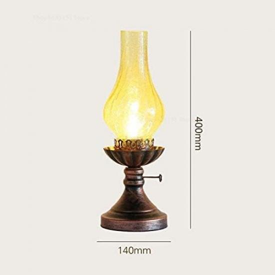 Oil Lamp Lantern Electric Glass Kerosene Lamp American Retro Nostalgic Table Lamp Classic Antique Iron Hurricane Kerosene Lantern for Kitchen Bedroom