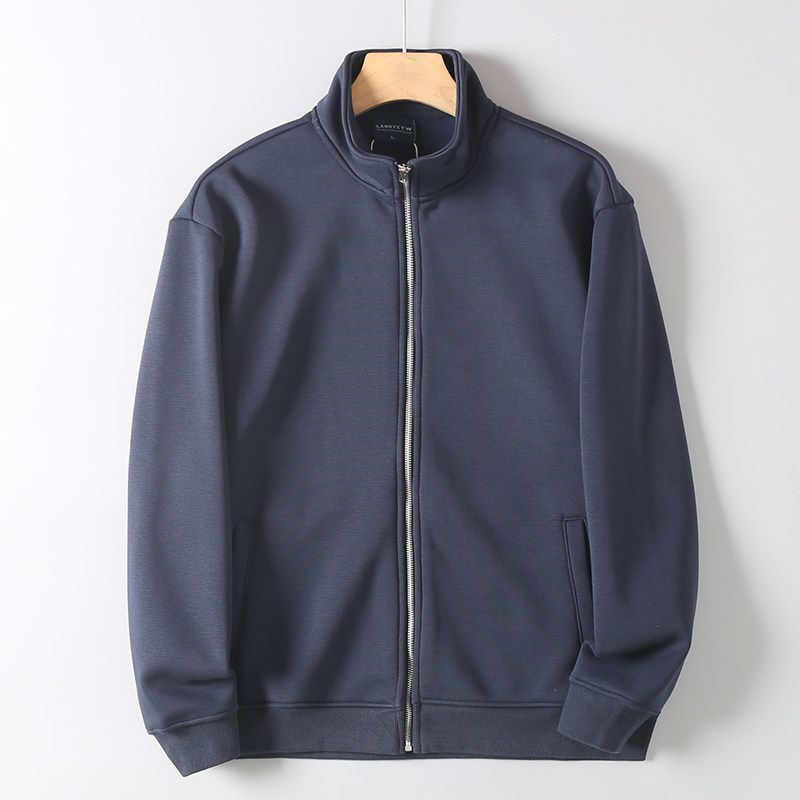 Foreign Trade Original Order Heavy Velvet Coat Men's 2024 Autumn and Winter New Warm American Solid Stand Collar Hoodie Jacket Tide