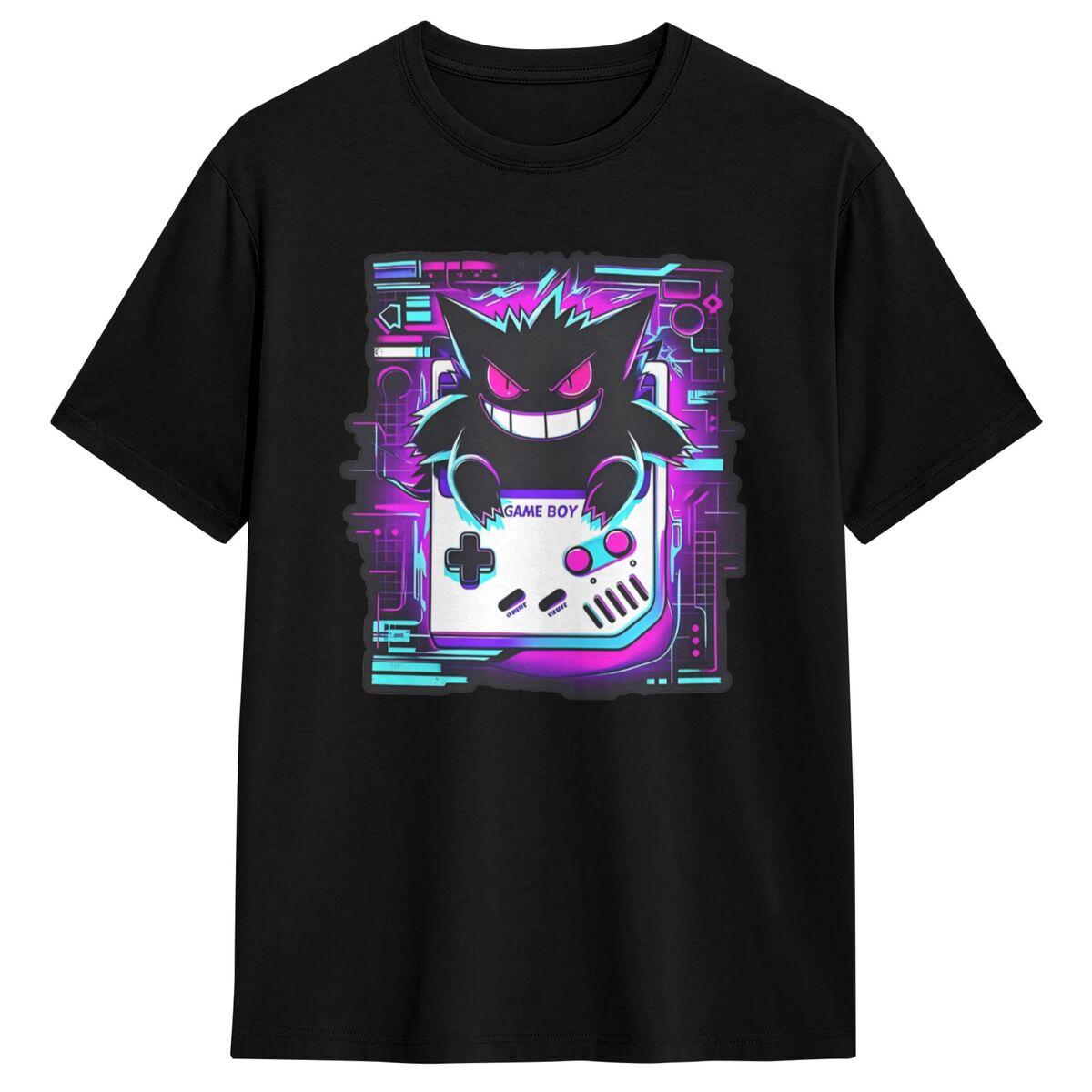 

Vintage T Shirt Retro Spooky Pokemon Gengar Cotton T-Shirts Trendy Cool Tee Shirt for Male Y2K Casual Short Sleeve Top Tees M
