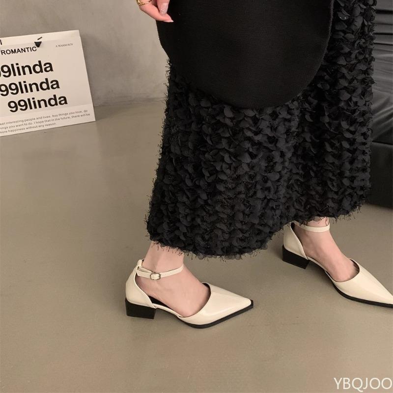 Solid Color Thick Soled High Heels Pointed Elegant Minimalist Single Shoes Women's Summer New Style Fashionable Versatile Shoes
