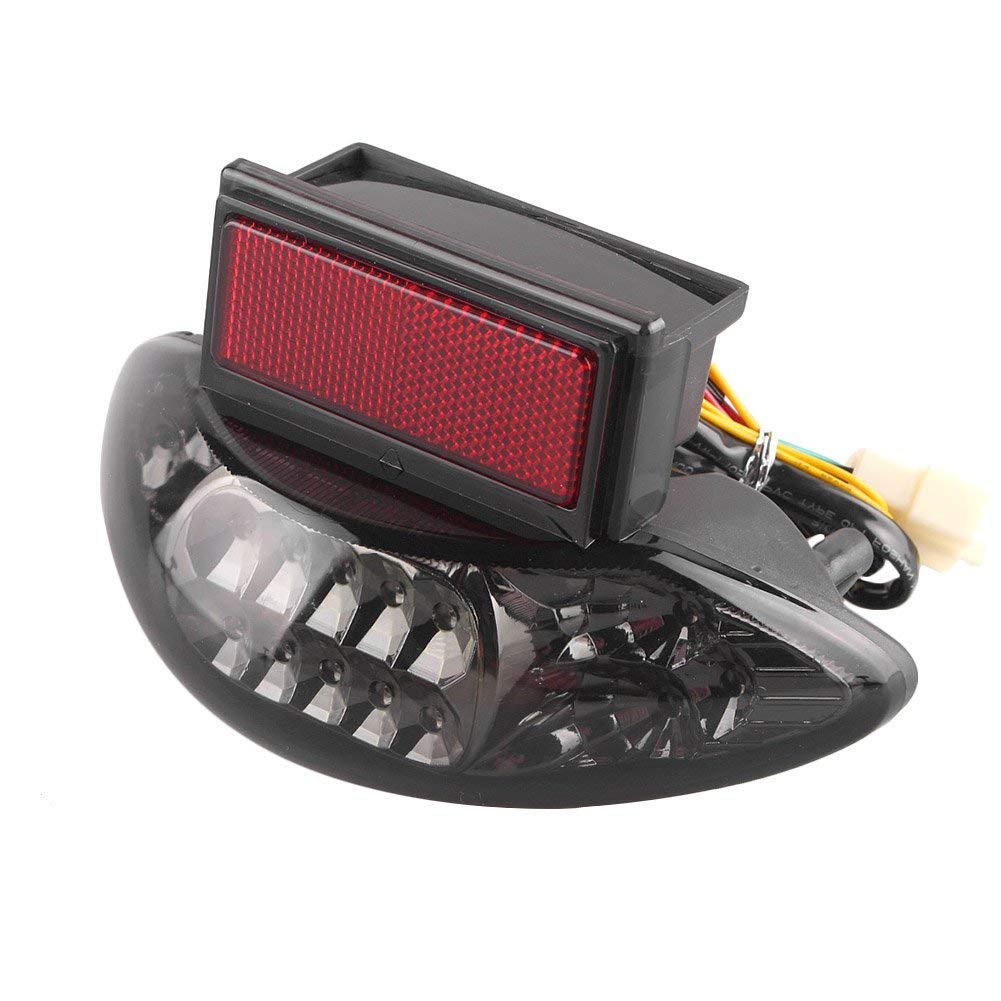 ONGMEIL 1999-07 Suzuki GSX1300R Motorcycle Tail Light, Built-in Turn Signal/Brake Light, Black Lens, 1999-07 (Smoke)