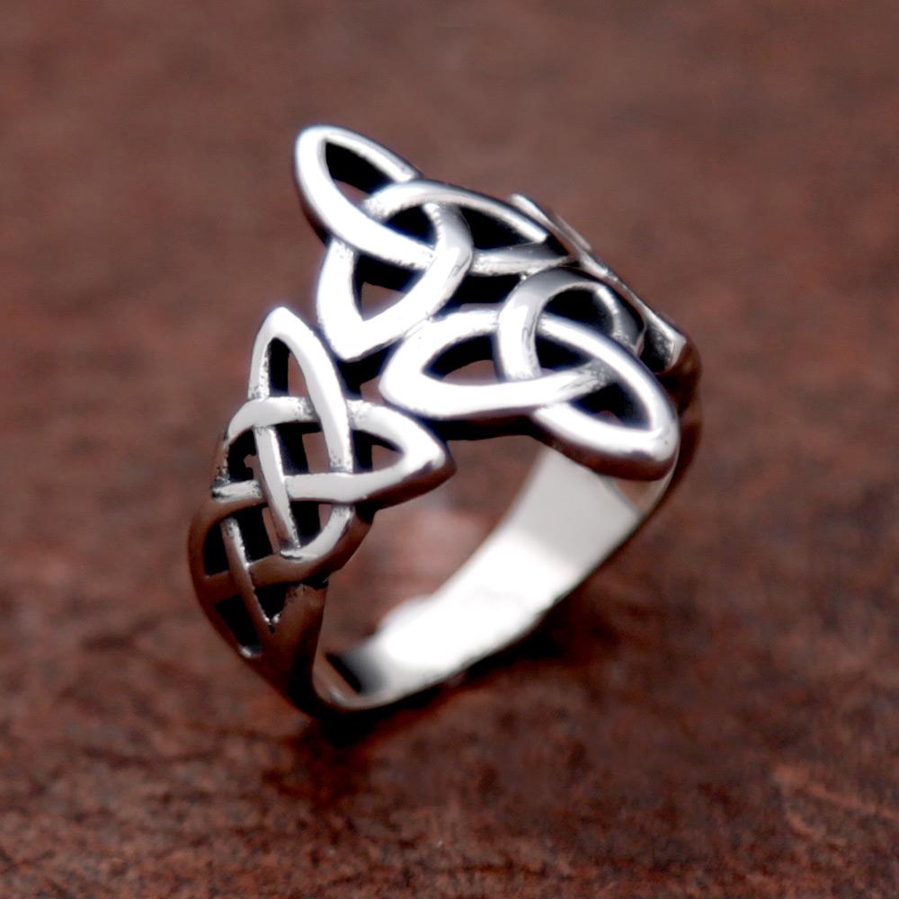 Vintage Celtic Knot Ring Hollow Out Stainless Steel Trinity Irish Rings for Men Women Viking Jewelry Gift Nordic Amulet