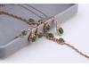 Bridal 4-Piece Set: Rose Gold Plated 925 Silver Earrings, Ring, Necklace with Jasper and Hetian Jade