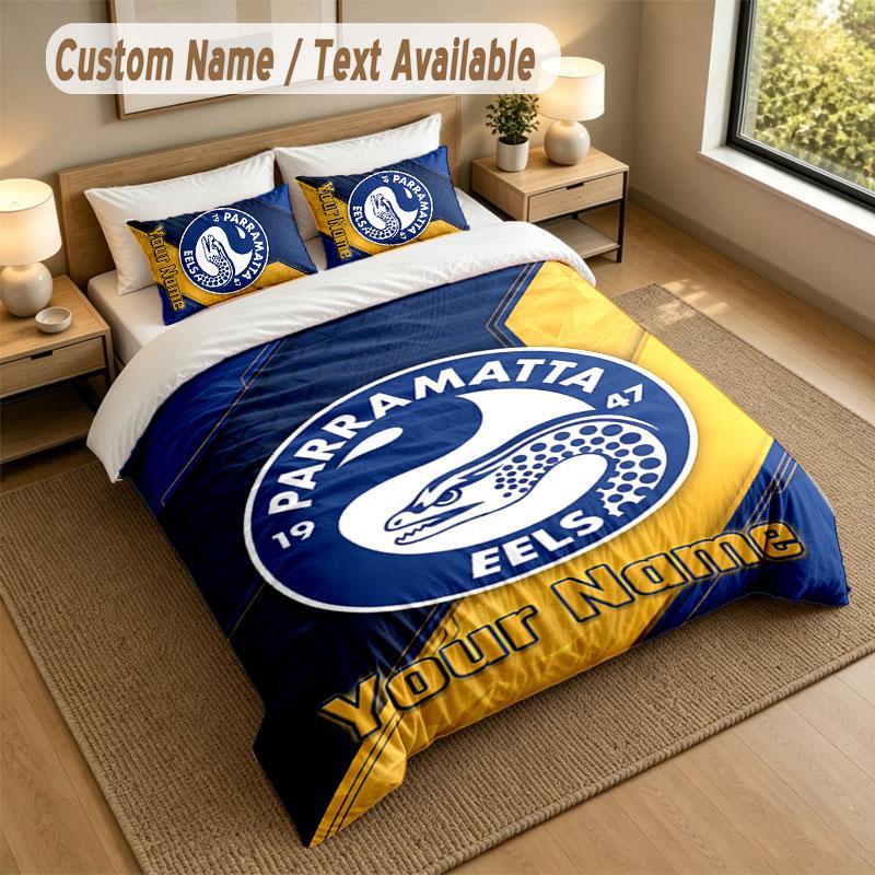 Pościel 1 poszewka na kołdrę 2 poszewki na poduszki Nadruk Parramatta Eels Miękka pościel Wystrój sypialni