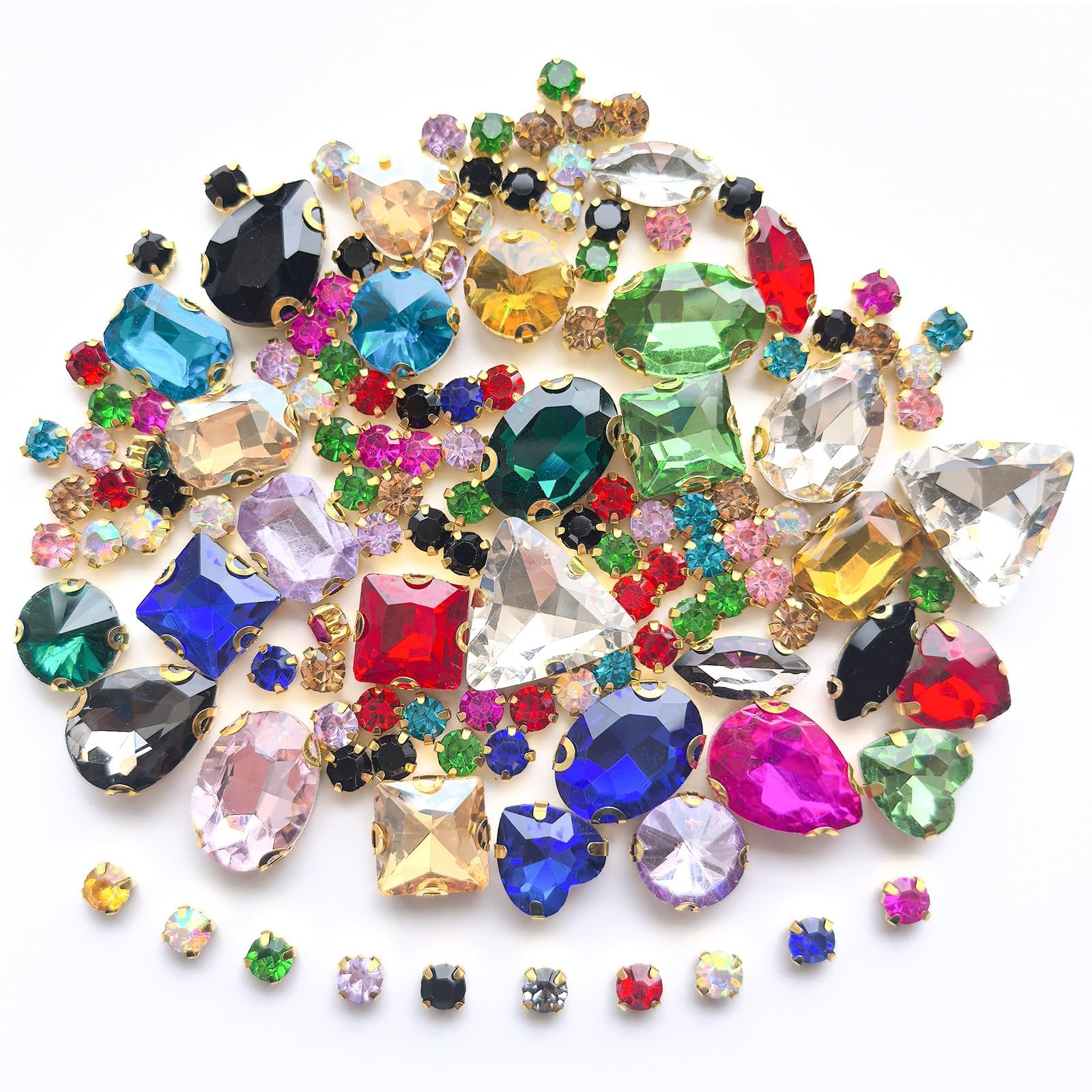 

TANOKOX Rhinestone Mix 100 Pieces with Base Stone Jewelry Parts Resin Inclusions Trading Card Decoration Earrings Piercings Craft Handmade Claw Tip